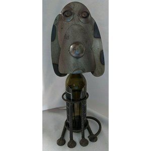 Metal Sculpture DOG Wine Bottle Holder Display Stand CUTE!